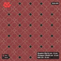 Interlock (Pasco) 20x14 cm · QUA-055 · Quadro-Octagon-8x8 grid, chequered cubes, 45 deg (Red & Black), no kerb