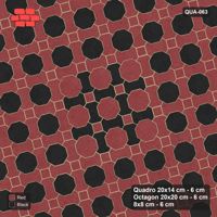 Interlock (Pasco) 20x14 cm · QUA-063 · Quadro-Octagon-8x8 grid, centre medallion, 15 deg (Red & Black), Kerb 30F kerb