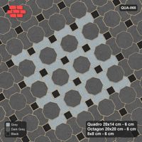 Interlock (Pasco) 20x14 cm · QUA-068 · Quadro-Octagon-8x8 grid, accent Quadro ring, 30 deg (Graphite Scale), Kerb 38H kerb