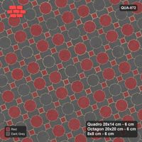 Interlock (Pasco) 20x14 cm · QUA-072 · Quadro-Octagon-8x8 grid, diagonal octagon tones, 22 deg (Rust & Charcoal), no kerb