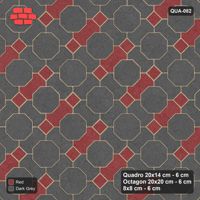 Interlock (Pasco) 20x14 cm · QUA-082 · Quadro-Octagon-8x8 grid, alternating Quadro files, 45 deg (Rust & Charcoal), Kerb 30H/20 kerb