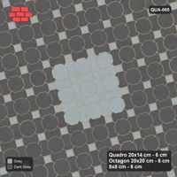 Interlock (Pasco) 20x14 cm · QUA-085 · Quadro-Octagon-8x8 grid, centre medallion, 15 deg (Charcoal Edge), no kerb