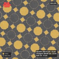 Interlock (Pasco) 20x14 cm · QUA-093 · Quadro-Octagon-8x8 grid, chequered octagons, 35 deg (Mustard Slate), Kerb 38B kerb