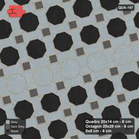 Interlock (Pasco) 20x14 cm · QUA-107 · Quadro-Octagon-8x8 grid, feature octagon band, 15 deg (Graphite Scale), Kerb 25H kerb