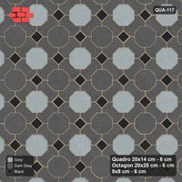 Interlock (Pasco) 20x14 cm · QUA-117 · Quadro-Octagon-8x8 grid, chequered octagons, 45 deg (Graphite Scale), no kerb