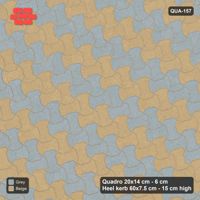 Interlock (Pasco) 20x14 cm · QUA-157 · Quadro one horizontal / one vertical, 15 deg - diagonal colour bands (Warm Grey), kerb frame (Heel kerb 75x150x600)