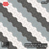 Interlock (Pasco) 20x14 cm · QUA-188 · Quadro one horizontal / one vertical, 45 deg - colour bands along (Monochrome), kerb frame (Heel kerb 75x150x600)