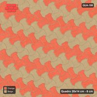 Interlock (Pasco) 20x14 cm · QUA-199 · Quadro one horizontal / one vertical, 30 deg - diagonal colour bands (Clay Court), kerb frame (Kerb 38H)
