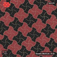 Interlock (Pasco) 20x14 cm · QUA-223 · Quadro one horizontal / one vertical, 60 deg - 2x2 block chequer (Red & Black), kerb frame (Kerb 38H)