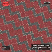 Interlock (Pasco) 20x14 cm · QUA-253 · Quadro-Octagon-8x8 grid, chequered Quadros, 15 deg (Rust & Charcoal), Kerb 25F kerb