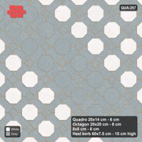 Interlock (Pasco) 20x14 cm · QUA-257 · Quadro-Octagon-8x8 grid, vertical octagon band, 45 deg (Salt & Pepper), Heel kerb 75x150x600 kerb