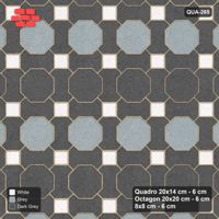 Interlock (Pasco) 20x14 cm · QUA-265 · Quadro-Octagon-8x8 grid, striped octagon rows (Monochrome), Kerb 40F kerb