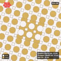 Interlock (Pasco) 20x14 cm · QUA-286 · Quadro-Octagon-8x8 grid, centre medallion, 75 deg (Ivory & Ochre), Kerb 54B kerb