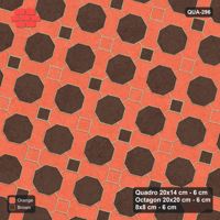 Interlock (Pasco) 20x14 cm · QUA-296 · Quadro-Octagon-8x8 grid, chequered cubes, 75 deg (Burnt Clay), Kerb 38B kerb