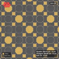 Interlock (Pasco) 20x14 cm · QUA-297 · Quadro-Octagon-8x8 grid, diagonal octagon tones (Mustard Slate), no kerb