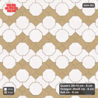 Interlock (Pasco) 20x14 cm · QUA-302 · Quadro-Octagon-8x8 grid, chequered Quadros, 45 deg (Ivory & Sand), Kerb 38B kerb