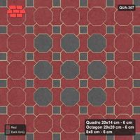 Interlock (Pasco) 20x14 cm · QUA-307 · Quadro-Octagon-8x8 grid, octagon medallion (Rust & Charcoal), Kerb 30F kerb