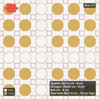 Interlock (Pasco) 20x14 cm · QUA-313 · Quadro-Octagon-8x8 grid, octagon cross (Ivory & Ochre), Heel kerb 75x150x600 kerb