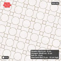 Interlock (Pasco) 20x14 cm · QUA-332 · Quadro-Octagon-8x8 grid, uniform roles, 75 deg (Pure White), Heel kerb 75x150x600 kerb