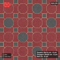 Interlock (Pasco) 20x14 cm · QUA-334 · Quadro-Octagon-8x8 grid, diagonal octagon tones (Rust & Charcoal), Kerb 38H kerb