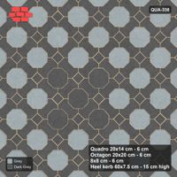 Interlock (Pasco) 20x14 cm · QUA-338 · Quadro-Octagon-8x8 grid, diamond octagon feature, 45 deg (Charcoal Edge), Heel kerb 75x150x600 kerb