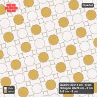 Interlock (Pasco) 20x14 cm · QUA-340 · Quadro-Octagon-8x8 grid, chequered octagons, 15 deg (Ivory & Ochre), Kerb 25F kerb