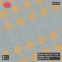 Interlock (Pasco) 20x14 cm · QUA-343 · Quadro-Octagon-8x8 grid, feature octagon band, 22 deg (Warm Grey), Kerb 54H kerb