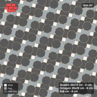 Interlock (Pasco) 20x14 cm · QUA-357 · Quadro-Octagon-8x8 grid, chequered Quadros, 75 deg (Monochrome), no kerb