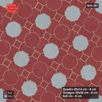 Interlock (Pasco) 20x14 cm · QUA-361 · Quadro-Octagon-8x8 grid, chequered octagons, 60 deg (Brick & Ash), Kerb 25F kerb