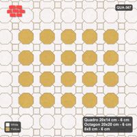 Interlock (Pasco) 20x14 cm · QUA-367 · Quadro-Octagon-8x8 grid, accent octagon ring (Ivory & Ochre), Kerb 25B kerb