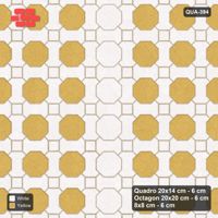 Interlock (Pasco) 20x14 cm · QUA-394 · Quadro-Octagon-8x8 grid, vertical octagon band (Ivory & Ochre), Kerb 30F kerb