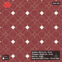 Interlock (Pasco) 20x14 cm · QUA-400 · Quadro-Octagon-8x8 grid, chequered cubes, 45 deg (Burgundy & Ivory), Heel kerb 75x150x600 kerb