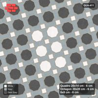 Interlock (Pasco) 20x14 cm · QUA-411 · Quadro-Octagon-8x8 grid, octagon medallion, 15 deg (Monochrome), no kerb