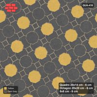 Interlock (Pasco) 20x14 cm · QUA-416 · Quadro-Octagon-8x8 grid, chequered octagons, 30 deg (Mustard Slate), Kerb 38B kerb