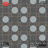 Interlock (Pasco) 20x14 cm · QUA-419 · Quadro-Octagon-8x8 grid, diagonal octagon tones (Charcoal Edge), Kerb 30F kerb