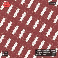 Interlock (Pasco) 20x14 cm · QUA-427 · Quadro-Octagon-8x8 grid, alternating Quadro files, 60 deg (Burgundy & Ivory), no kerb