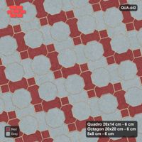 Interlock (Pasco) 20x14 cm · QUA-442 · Quadro-Octagon-8x8 grid, chequered Quadros, 15 deg (Brick & Ash), Kerb 38H kerb
