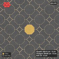 Interlock (Pasco) 20x14 cm · QUA-443 · Quadro-Octagon-8x8 grid, accent octagon ring, 45 deg (Mustard Slate), Kerb 40F kerb
