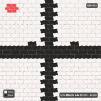 Interlock (Pasco) 24x13 cm · UNI-013 · Central cross band, straight lay, kerb frame