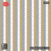 Interlock (Pasco) 24x13 cm · UNI-038 · Vertical stripes cycling 3 tones, quarter-turn lay, kerb frame