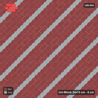 Interlock (Pasco) 24x13 cm · UNI-044 · Diagonal accent courses (1 in 5), 45-degree lay, kerb frame