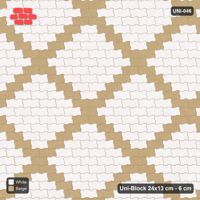Interlock (Pasco) 24x13 cm · UNI-046 · Accent diamond grid every 6 pieces, straight lay, kerb frame