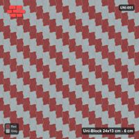 Interlock (Pasco) 24x13 cm · UNI-051 · Piece-by-piece checkerboard, quarter-turn lay (Brick & Ash)