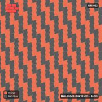 Interlock (Pasco) 24x13 cm · UNI-052 · Checkerboard of 2-piece pairs, quarter-turn lay (Ember)