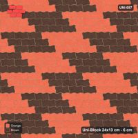 Interlock (Pasco) 24x13 cm · UNI-057 · Checkerboard of 3x3 piece blocks, straight lay, kerb frame (Burnt Clay)