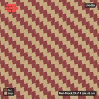Interlock (Pasco) 24x13 cm · UNI-059 · Piece-by-piece checkerboard, quarter-turn lay (Terracotta)