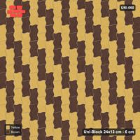 Interlock (Pasco) 24x13 cm · UNI-060 · Checkerboard of 2-piece pairs, quarter-turn lay, kerb frame (Harvest)