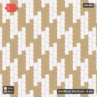 Interlock (Pasco) 24x13 cm · UNI-064 · Checkerboard of 3x2 piece blocks, quarter-turn lay, kerb frame (Ivory & Sand)