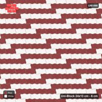 Interlock (Pasco) 24x13 cm · UNI-066 · Checkerboard of 4-piece runs, straight lay, kerb frame (Burgundy & Ivory)