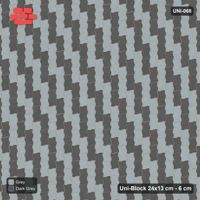 Interlock (Pasco) 24x13 cm · UNI-068 · Checkerboard of 2-piece pairs, quarter-turn lay (Charcoal Edge)